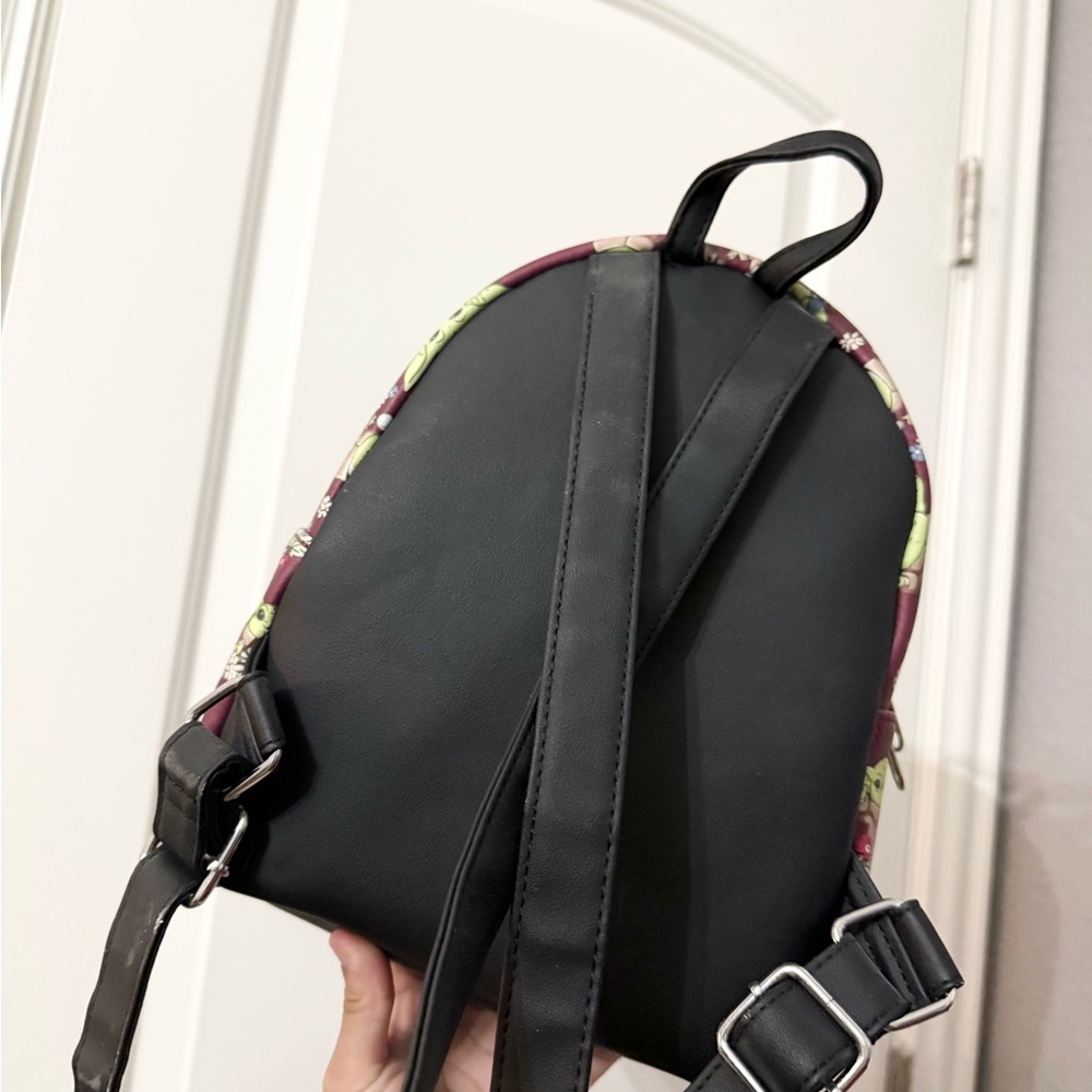 Loungefly Burgundy Grogu Floral Mini Backpack - Picture 4 of 5